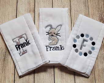 Personalized boy burp cloth set - embroidered burp cloth - monogram burp cloth - boy burp cloth set - newborn - Baby shower gift