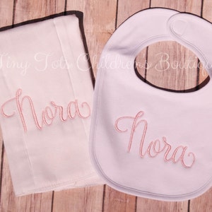 Personalized Bib and Burp Cloth Set - Monogrammed Burp Cloth and Bib Set - Embroidered Baby Gift - Baby Shower - Newborn