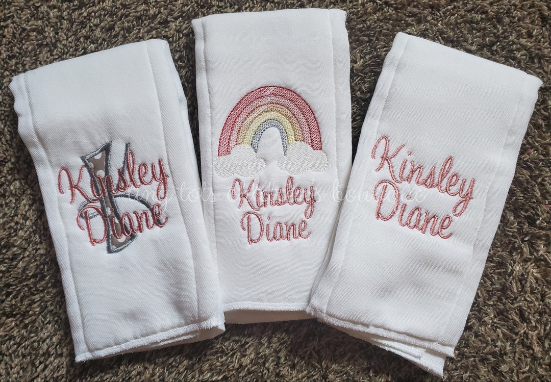 Set of 3 Personalized Baby Girl Burp Cloths Custom Etsy