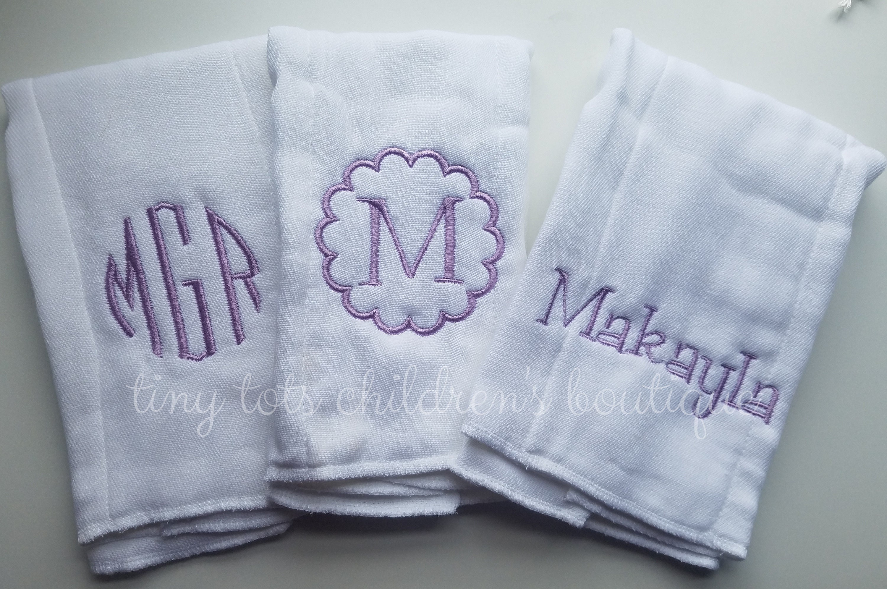 Personalized Embroidered Burp Cloth Set - Baby Shower Gift