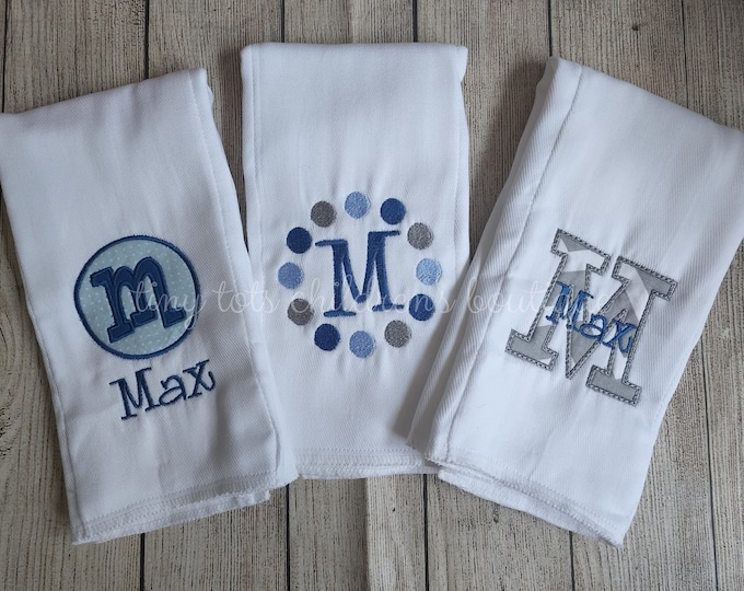 Set of 3 Personalized Boy Burp Cloths Newborn Baby Boy Etsy
