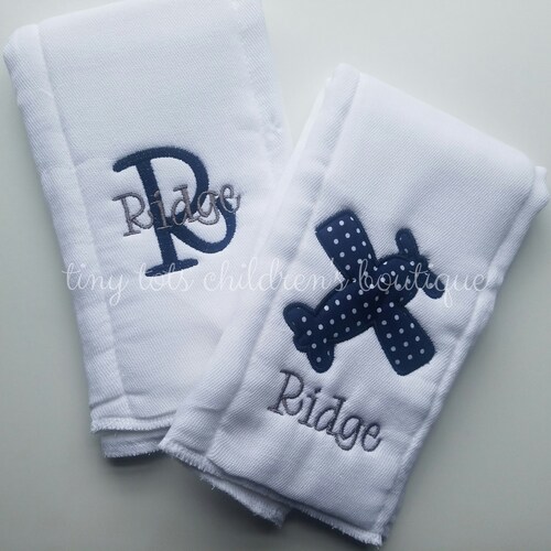 Set of 5 Personalized Burp Cloths Boy Embroidered Burp Etsy