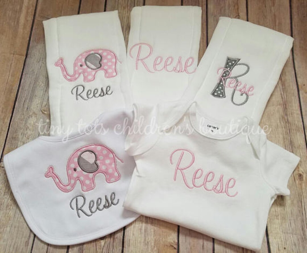 Personalized Newborn Baby Girl Gift Set Embroidered Burp Etsy