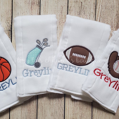 Set of 5 Personalized Burp Cloths Boy Embroidered Burp Etsy