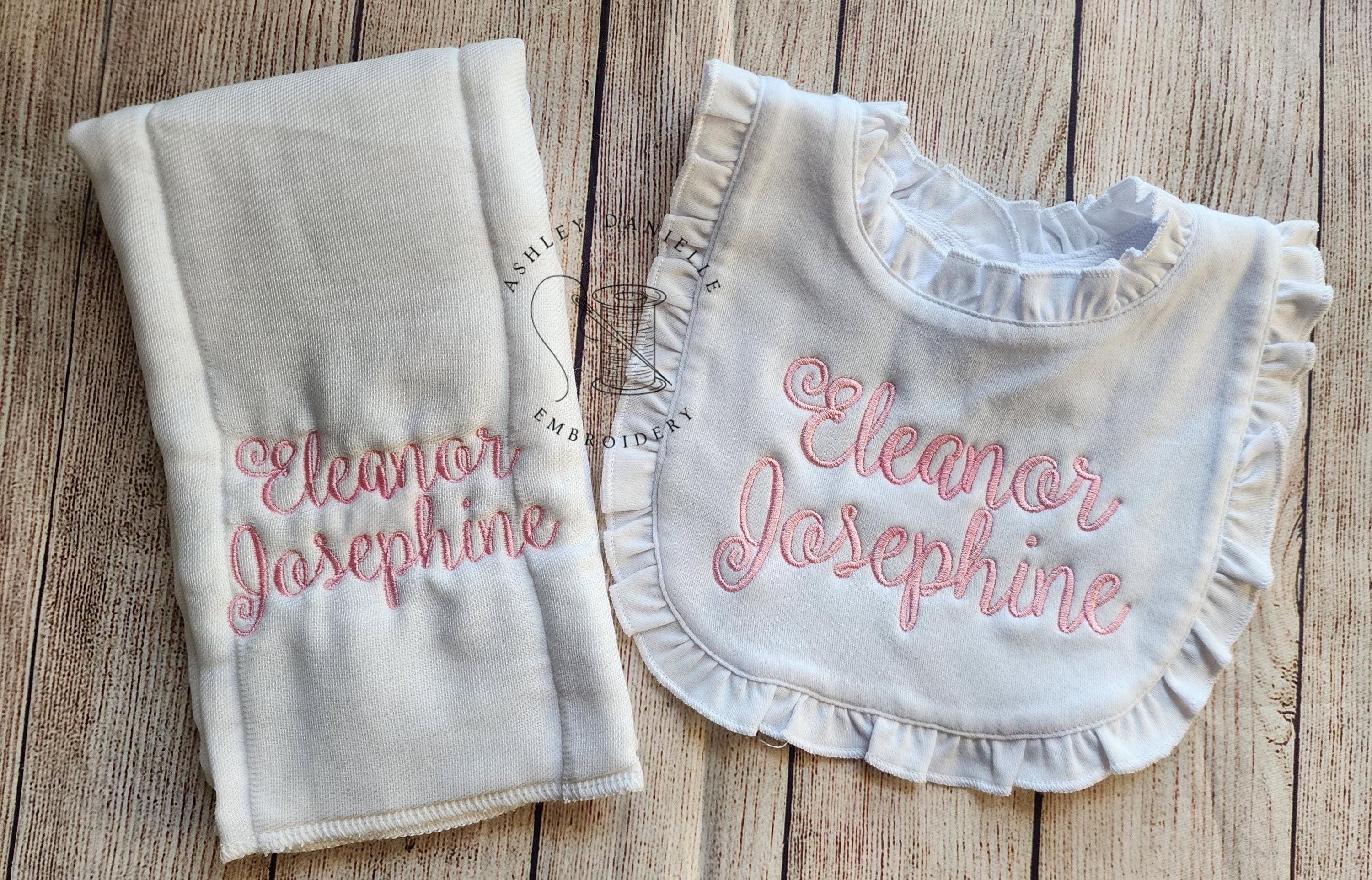 Pink Ruffle Bib Personalized Ruffle Bib and Burp Cloth Set - Newborn - Baby Shower Gift ...