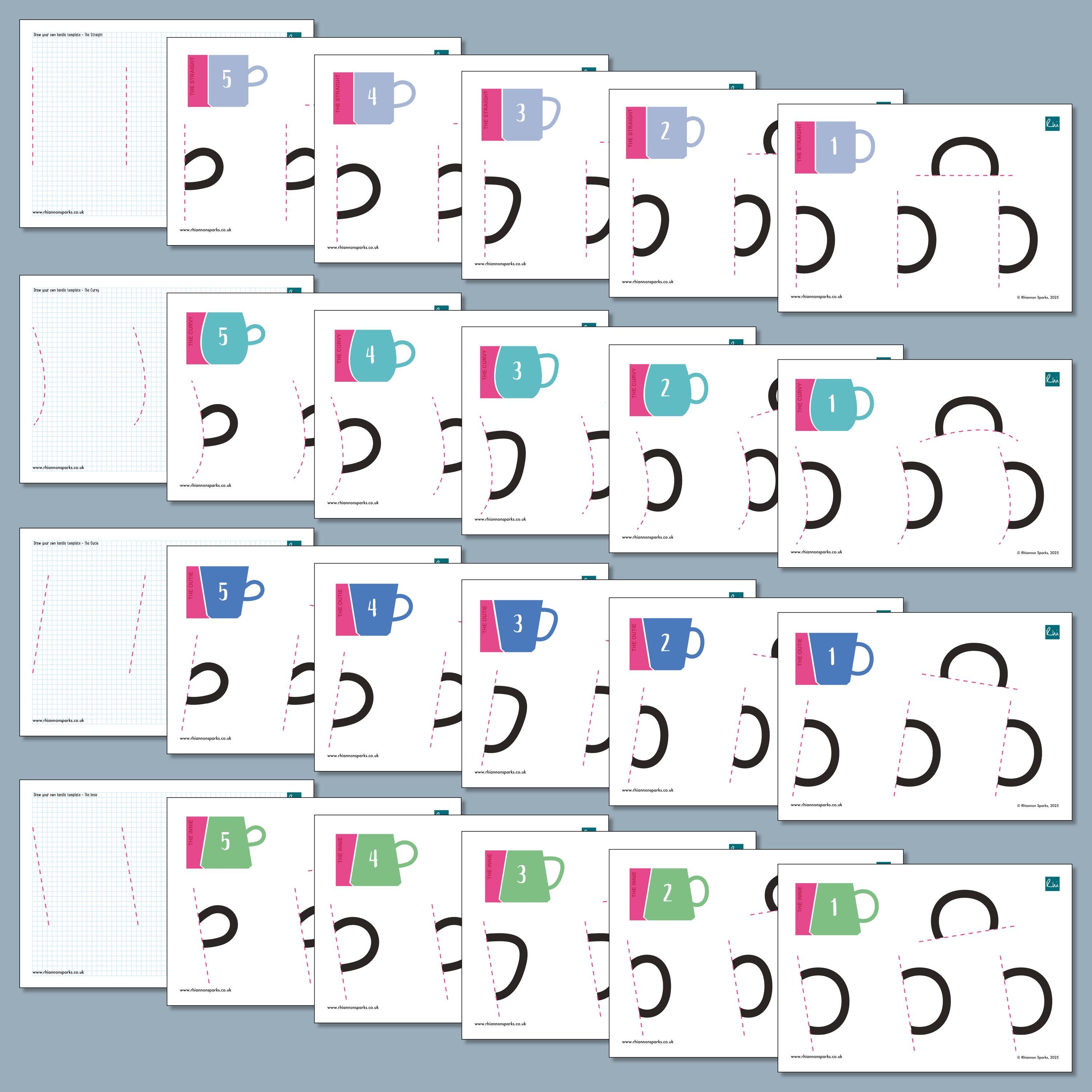 Stool Handle Template Pottery Handle Shapes Templates. Download and Print 24 Different Handle ...