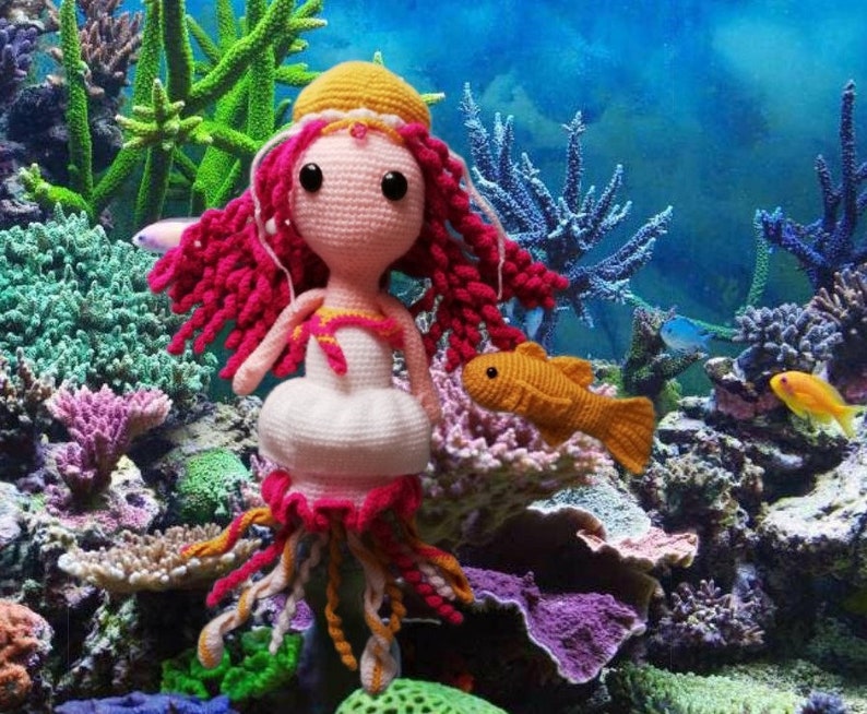 Coral the Jellyfish Princess/ Crochet PDF Pattern image 1