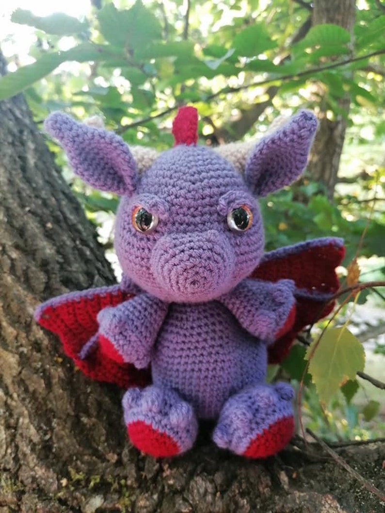 Merlin the Dragon Amigurimi/ kawaii PDF crochet pattern image 1