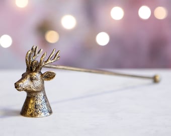 Golden Stag Candle Snuffer - Vintage Antique Brass Gold Style Candle Gift Boho Bohemian Style Home Decor Metal Handmade