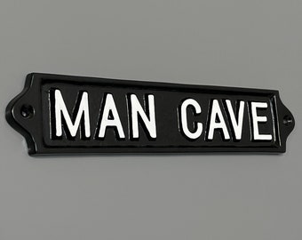 Vintage Man Cave Sign - Shed Garage Dad Father's Day Gift Sign Plaque Solid Cast Metal ~ HUMO-02-bl