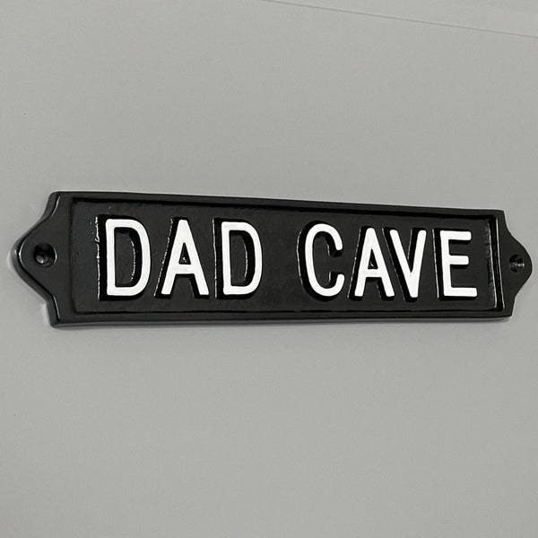 Vintage Dad Cave Sign - Shed Garage Dad Father's Day Gift Man Cave Sign Plaque Solid Cast Metal  ~ HUMO-03-bl