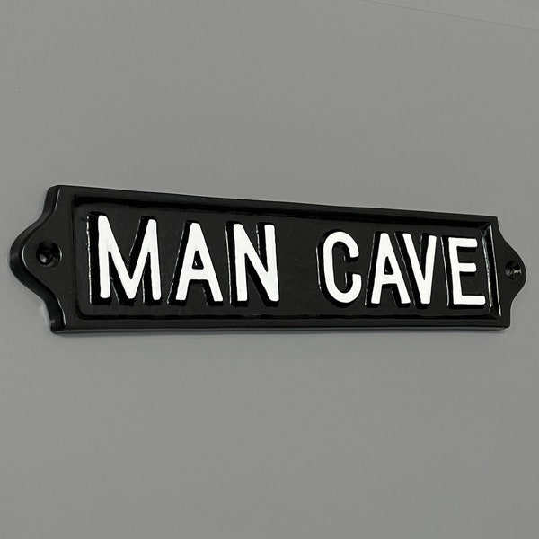 Vintage Man Cave Sign - Shed Garage Dad Father's Day Gift Sign Plaque Solid Cast Metal ~ HUMO-02-bl