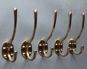 5 x Solid Brass Wall Hooks. Vintage Style Bathroom Bath Towel Hooks. Retro Antique Old Style Hat Coat Hooks School Classic Style CH17(x5)