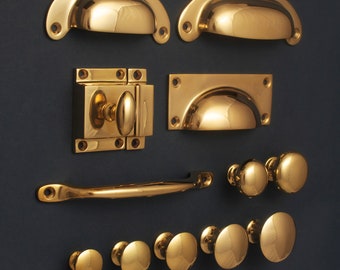 Vintage Solid Brass Round Drop Handle Drawer Cabinet Door Pull Handle Old Look