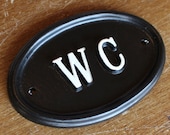 WC Toilet Door Sign - Cast Metal Vintage Antique Style Loo Water Closet Old Sign BATH-09-bl