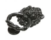 Aslan Lion Door Knocker Iron - Old Antique Style Black British Made Door Knocker Regal Lion Kirkpatrick - BRITISH MADE (4896)