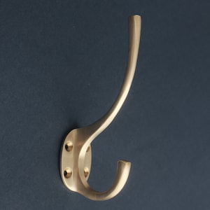 Classic Brass Hat & Coat Hook Wall Bathroom Entryway Boot Room Gold Bedroom Utility Kitchen Hallway Polished Aged Satin Brass Copper image 4