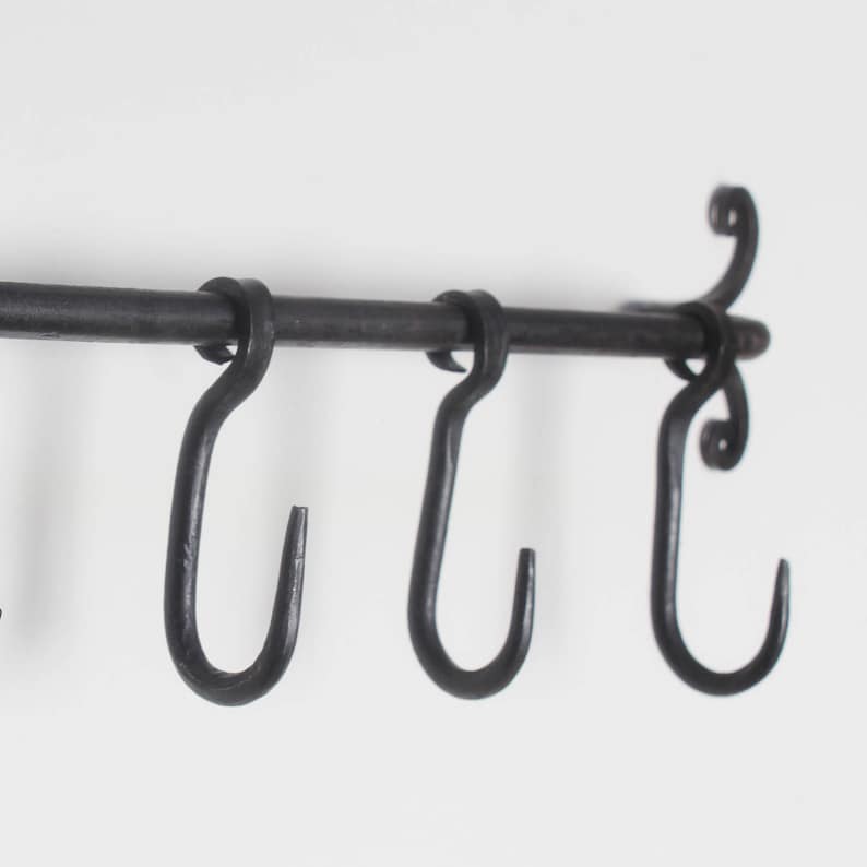 Iron Hanging Hooks Kitchen Hanger Black Handmade Etsy