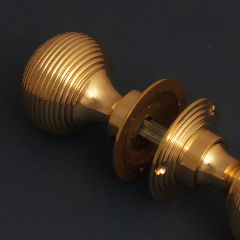 Set of 2 Brass Beehive Door Knob Handles 50mm Antique Etsy