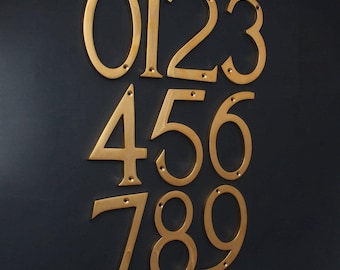 5" cast brass house numbers - Large House Numbers Gold Brass Polished Quality
