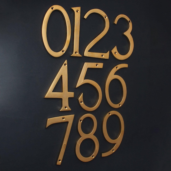 Números de casa de latón fundido de 5" - Números de casa grandes Calidad pulida de latón dorado
