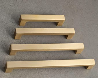 Tirador de barra de latón macizo satinado / Tirador minimalista para gabinete y cajón