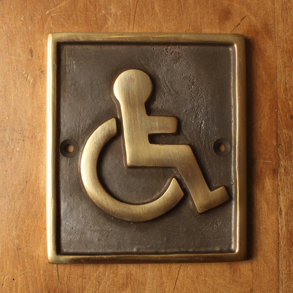 Brass Disabled Sign - Disability Loo Toilet Door Sign - Pubs Restaurants Hotels Business Signs Quality Made Cast Metal Plaques