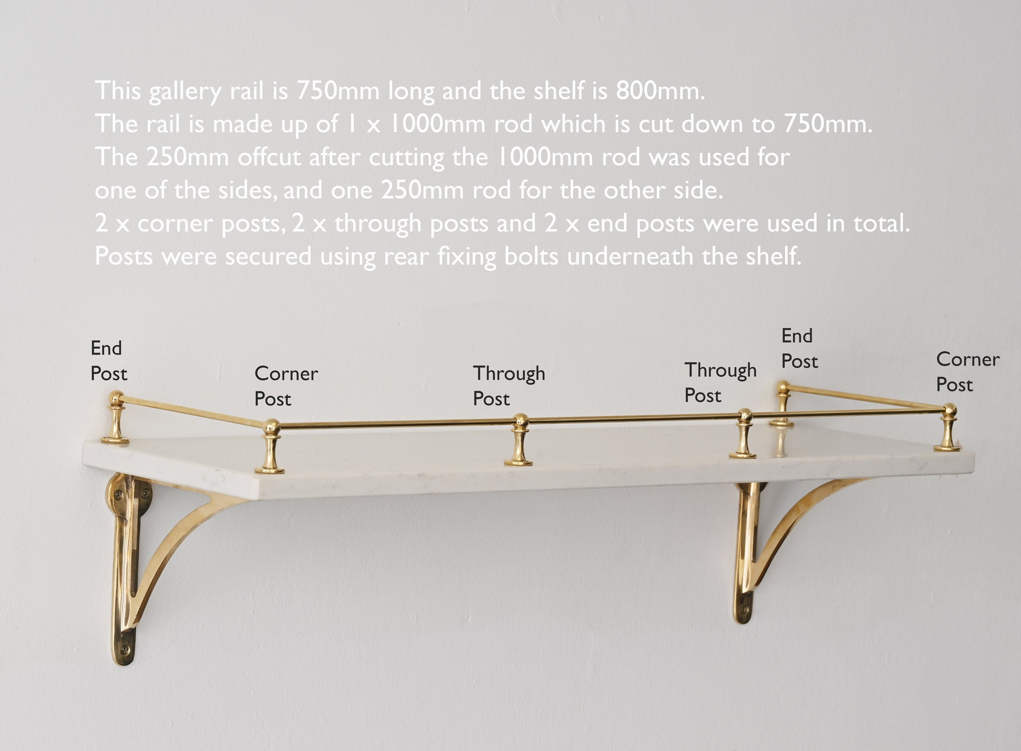 Brushed Satin Brass Gallery Rail | Kitchen Fiddle Tipping Shelf Rail ...
