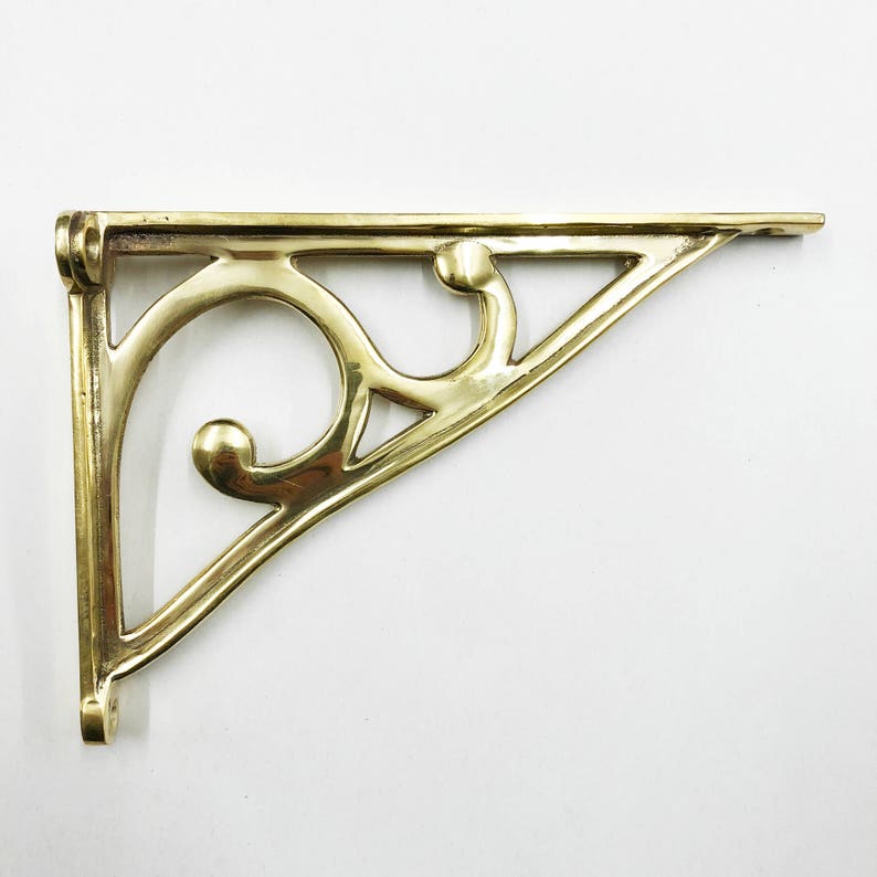 Brass 8 Inch Art Deco Shelf Bracket Antique Style Old Etsy