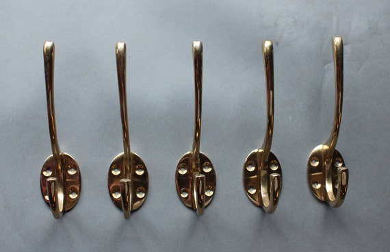 5 X Solid Brass Wall Hooks. Vintage Style Bathroom Bath Towel Hooks. Retro  Antique Old Style Hat & Coat Hooks School Classic Style Ch17x5 -  Sweden