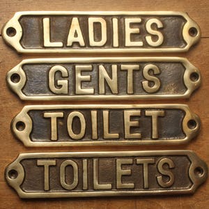 Solid Brass Toilet Door Signs - Ladies, Gents, Toilets, Toilet, WC, Disabled Vintage Antique Victorian Cast Loo Bathroom Signs Old Style