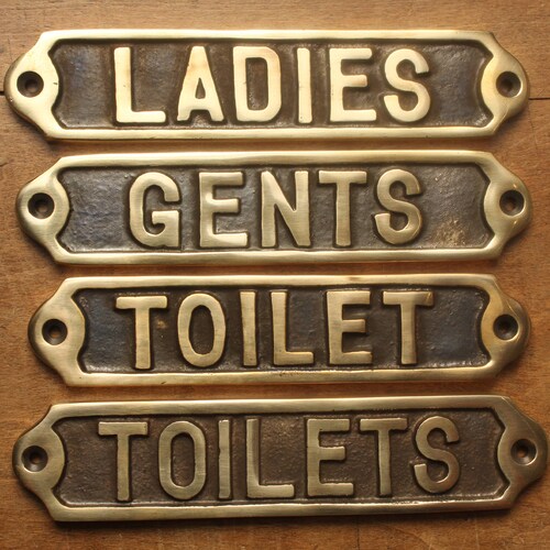 LADIES GENTS TOILET TOILETS WC DISABLED ANTIQUE STYLE BRASS TOILET DOOR SIGNS 