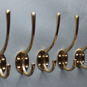 Vintage Brass Coat Hooks Italy Classic 60s Wall Hanger Set of 6 12 Metal  Hooks 