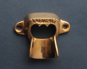 Handmade Walnut w/Antique Bronze Opener Bottle Opener Magnetic Cap Catcher