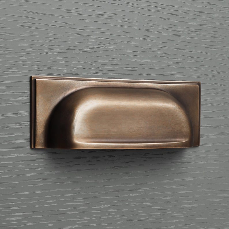 Cast Aged Brass Kitchen Cabinet Handles Hardware | Shropshire Shaker ...