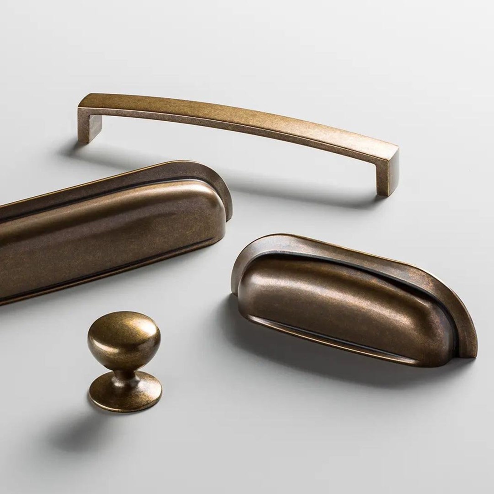 Aged Brass Cabinet Pulls & Knobs – Shaker Kitchen Hardware - Etsy