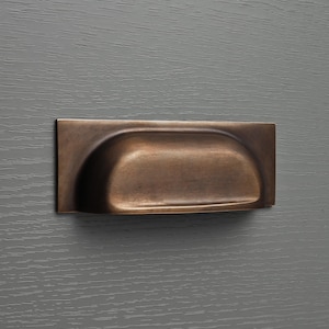 Cast Aged Brass Kitchen Cabinet Handles Hardware | Shropshire Shaker ...
