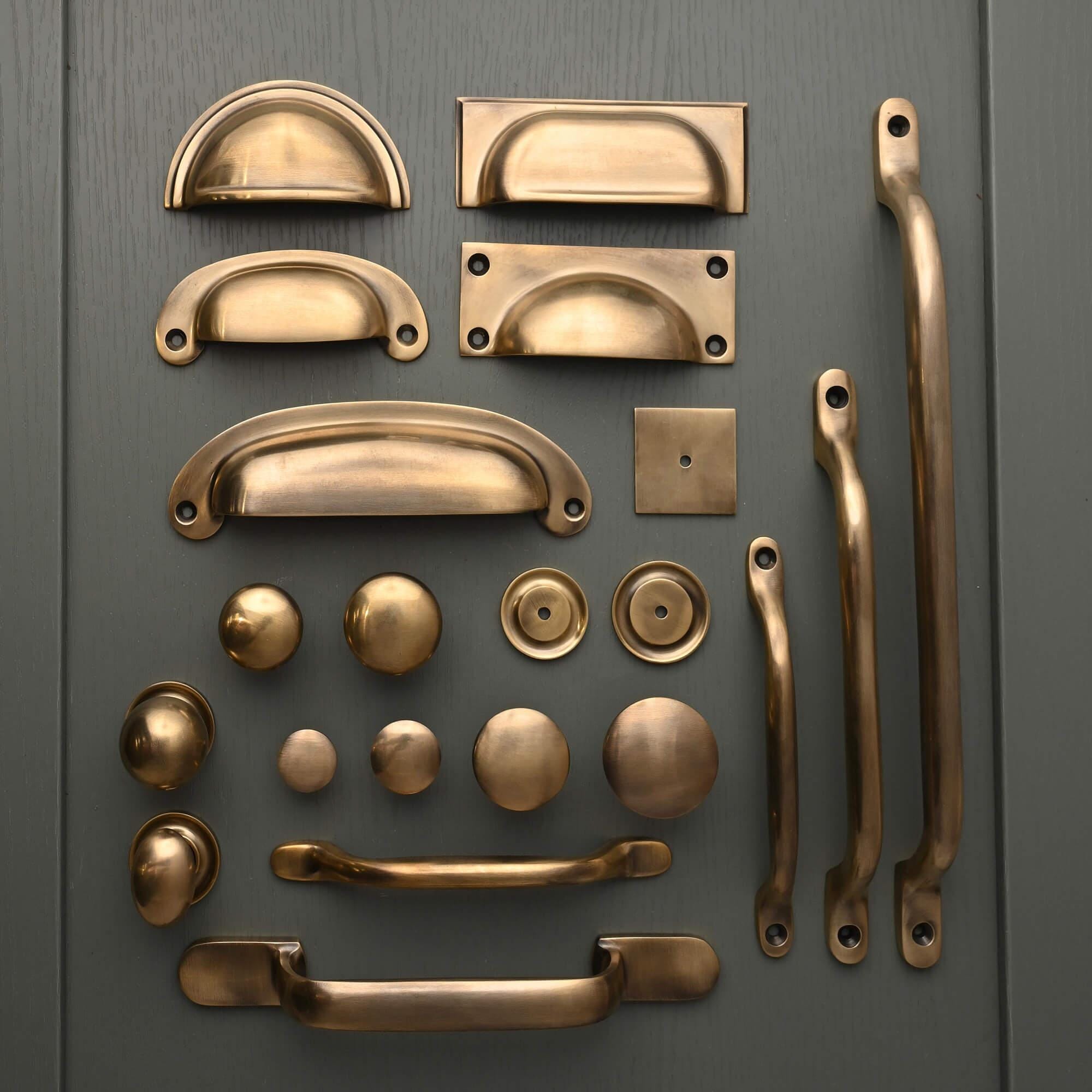 Light Aged Brass Cabinet Handles & Knobs | Solid Kitchen Cupboard Pulls ...