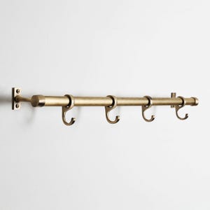 Aged Brushed Brass Kitchen Hanging Rail | Pot Towel Kitchen Utensil Wardrobe Hanging Rails