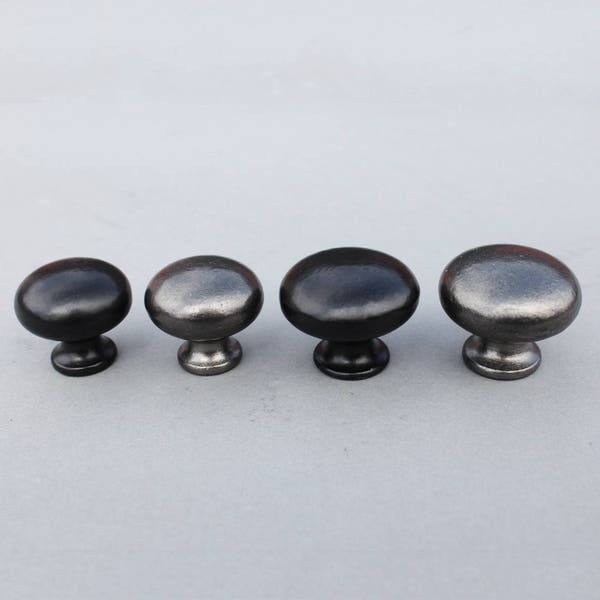 Cast Iron Plain Round Cabinet Knobs ~ Rustic Vintage Handle Kitchen Cupboard Door Knobs Pulls Black Heavy Quality Cottage Style - CN04