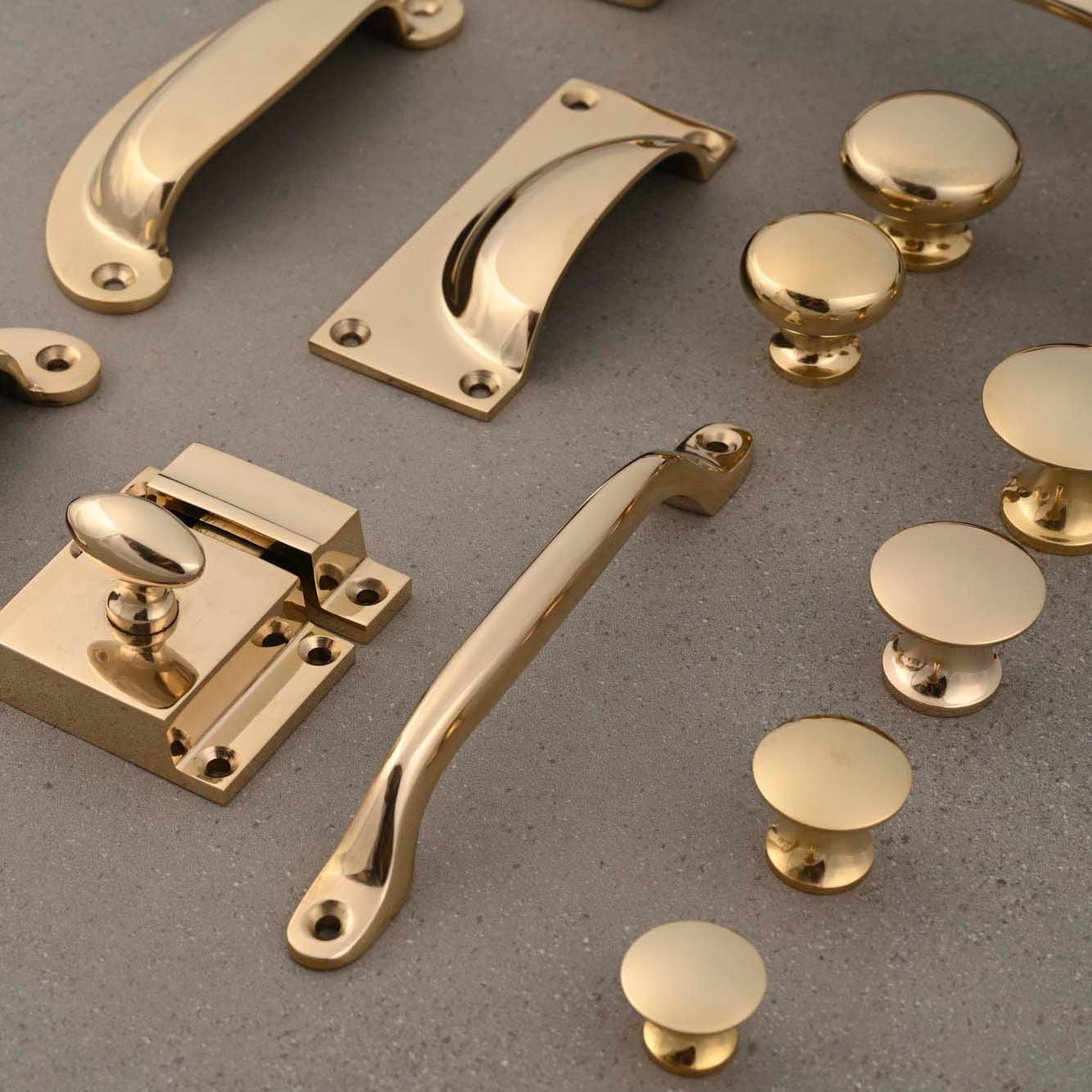 Solid Brass Kitchen Cupboard Handles and Knobs Polished Brass Cup Pulls  Handles Gold Cabinet Door Pulls