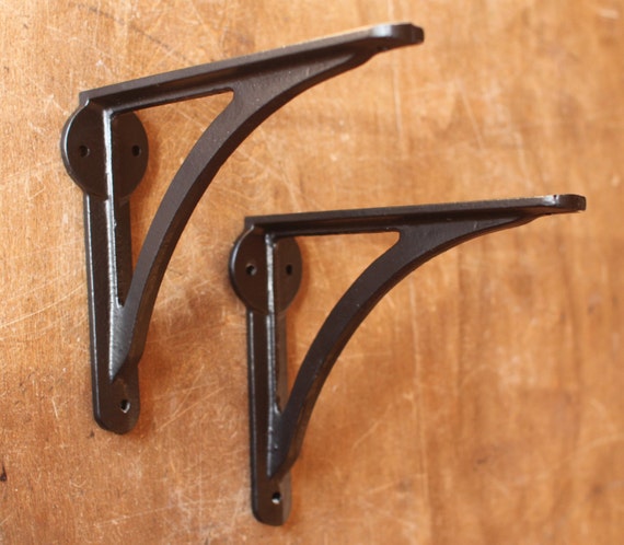 2x Cast Iron Decorative Black Metal Shelf Brackets Rustic Antique Style Hardware 