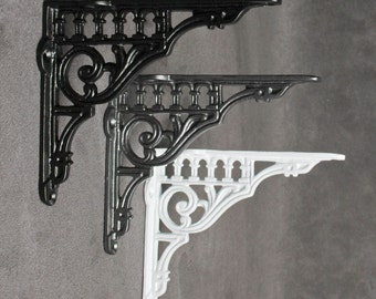 6" x 5" Antique Cast Iron Shelf Brackets ~ Victorian Rustic Metal Wall Shelving Brackets Heavy - Black, White, Pewter ~ BR12