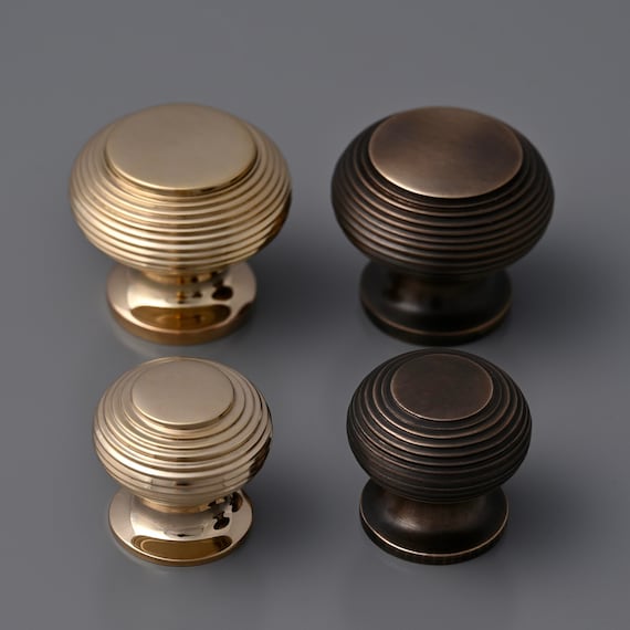 Solid Brass Beehive Cabinet Knobs Reeded Drawer Cupboard Kitchen Chest of  Drawers Vintage Victorian Polished & Aged Brass Unlacquered -  Norway