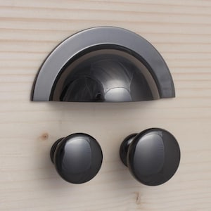 Black Nickel Cupboard Handles & Knobs | Kitchen Cupboard Drawer Door Knob Handle Shiny Nickel Shaker Style Minimal Unique Bin Cup Pulls