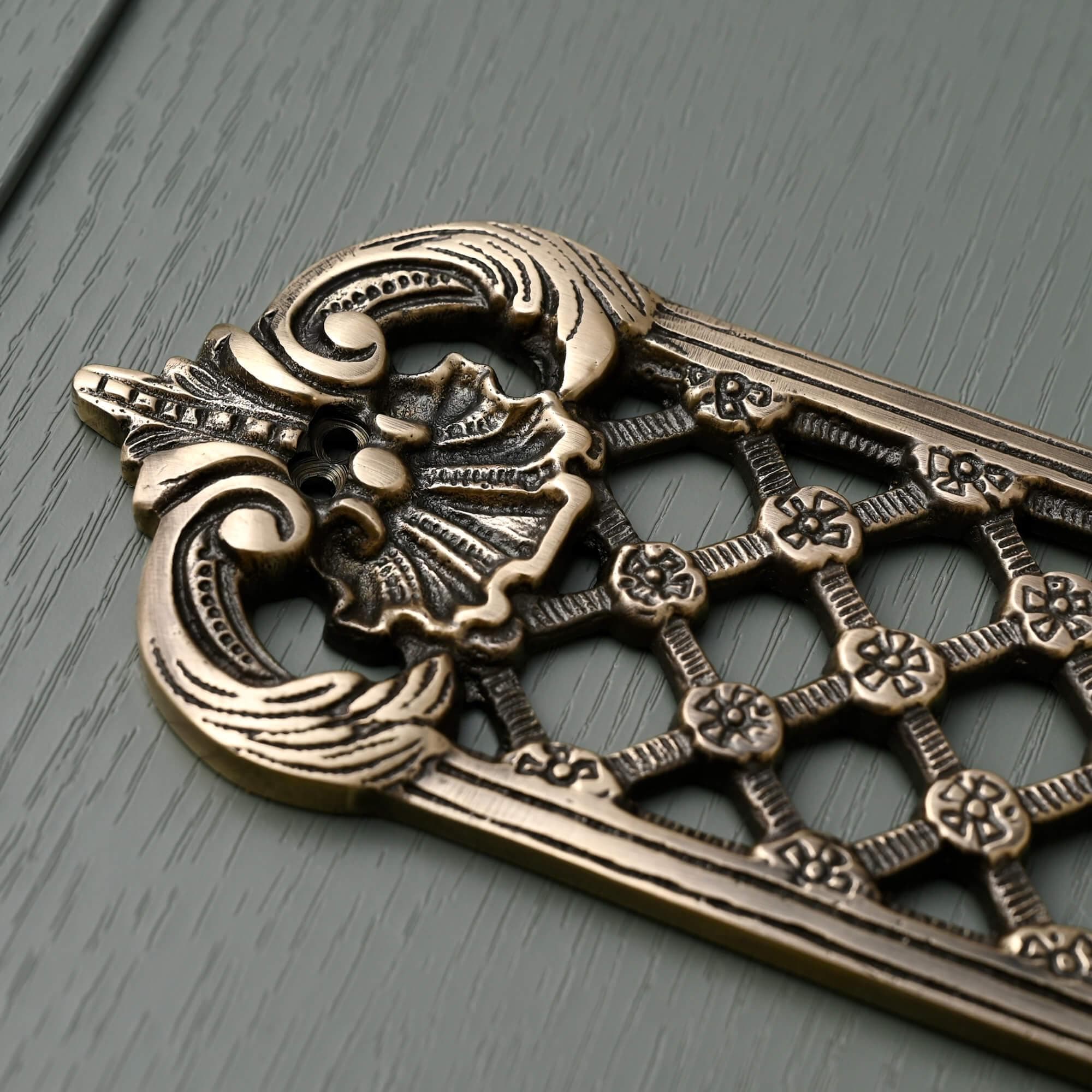 Brass Victorian Kenrick Door Push Plate Finger Plate Antique Gold