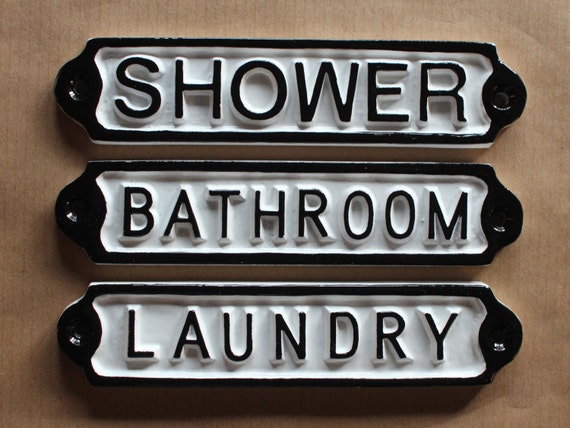 Antique Bathroom Shower Laundry Door Signs Shabby Chic Etsy