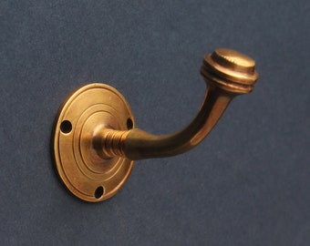 1 x Aged Brass Wall Hook | Antique Gold Bathroom Bath Towel Hooks Victorian Old Style Hat & Coat Hooks Pegs School Victorian Style