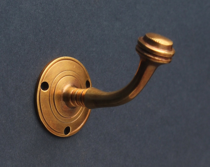1 X Aged Brass Wall Hook Antique Gold Bathroom Bath Towel Hooks ...