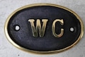 Solid Brass WC Toilet Door Sign - Vintage Antique Victorian Cast Brass Loo Bathroom Water Closet Old Sign Cast Embossed Style ~ BS-05